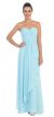 Strapless Pleated & Shirred Bust Long Bridesmaid Dress in Light Blue